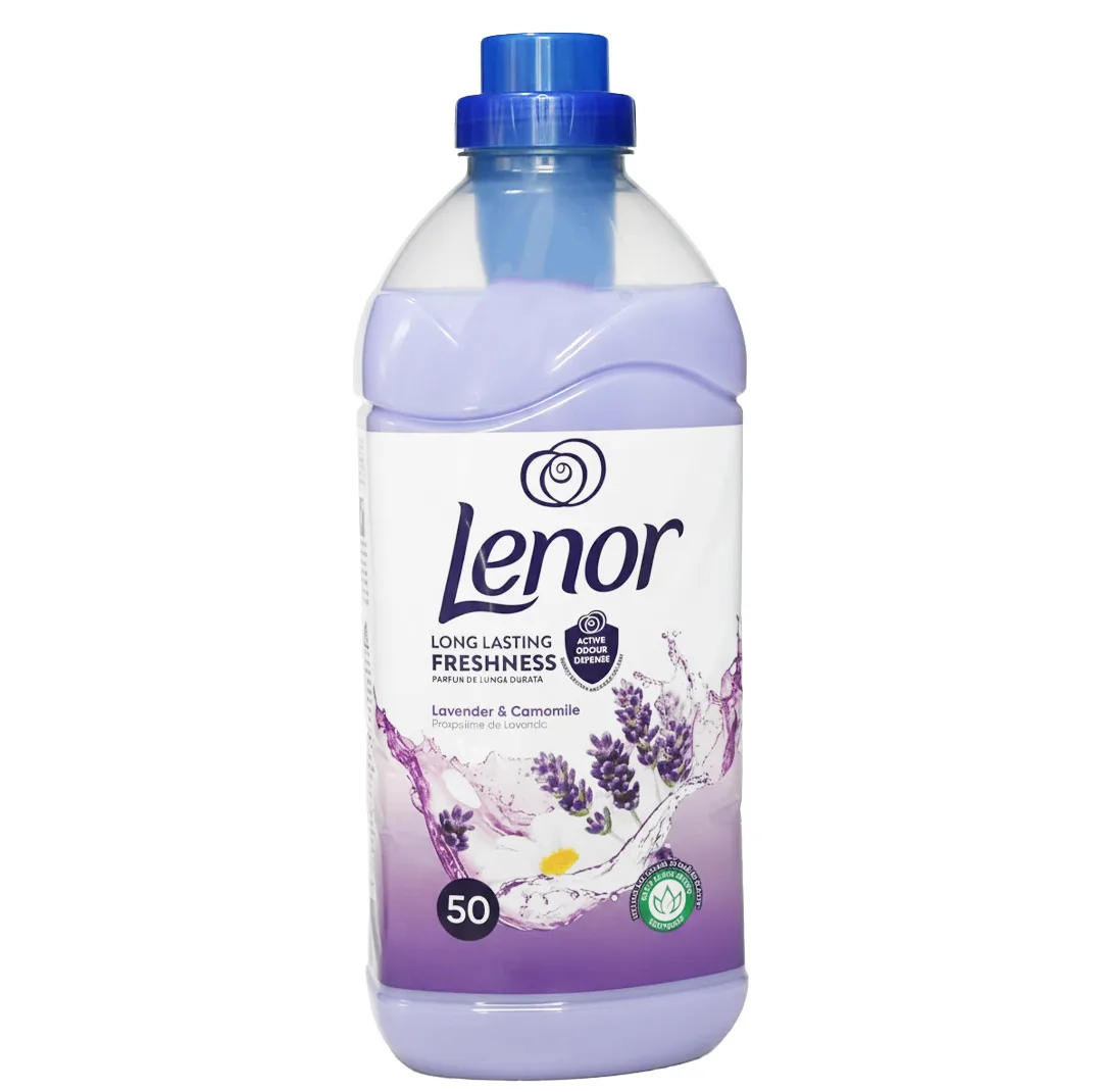 نرم کننده لباس ماشینی رنگ بنفش لنور مدل LAVENDER با رایحه اسطوخودوس مناسب برای انواع البسه حجم 1250 میلی لیتر
