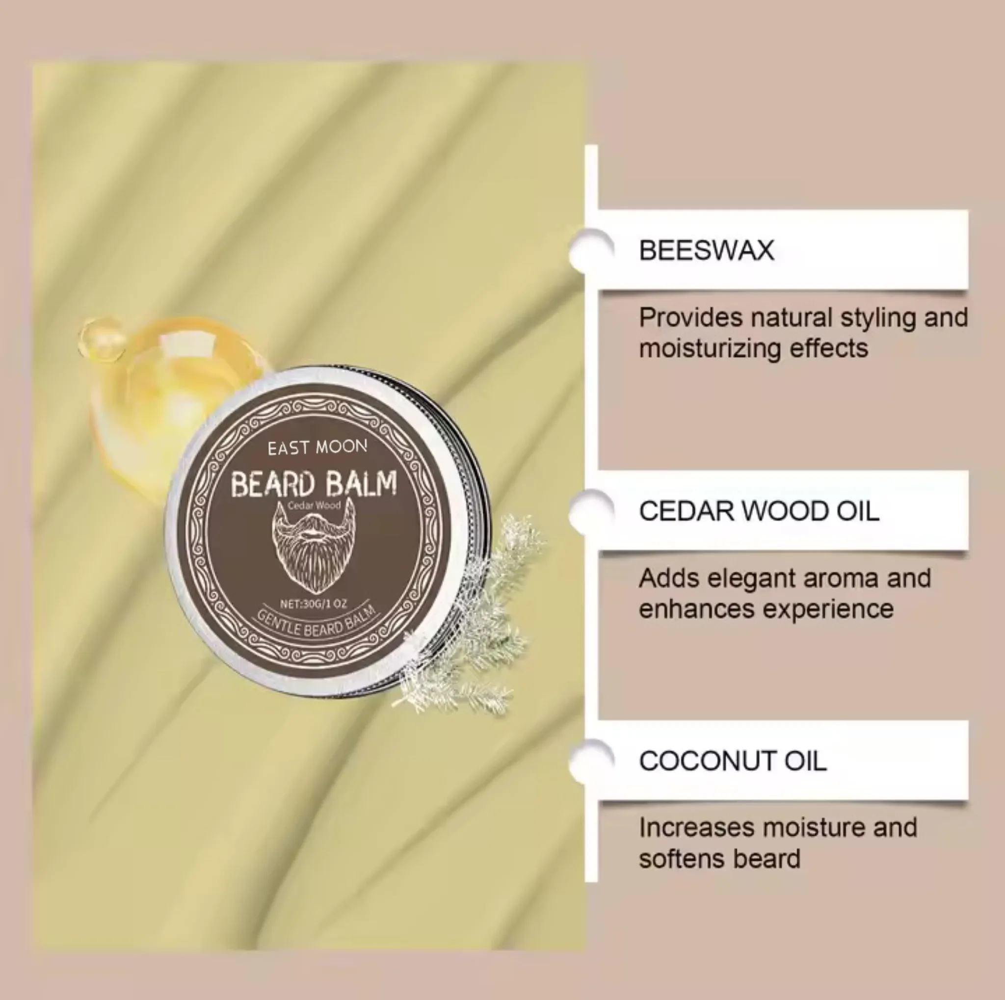 واکس ریش و سبیل ایست مون مدل Cedar Wood وزن 30 گرم