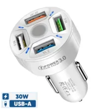 شارژر فندکی 30 وات چهار پورت مدل BK-360