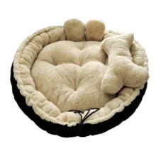 جای خواب سگ و گربه مدل Teddy طرح استخوان به همراه بالش