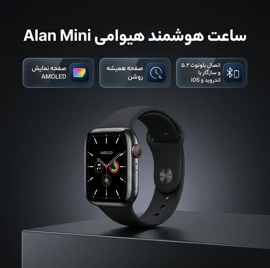 ساعت هوشمند 41 میلی متری هیوامی مدل Alan Mini با بند سیلیکونی