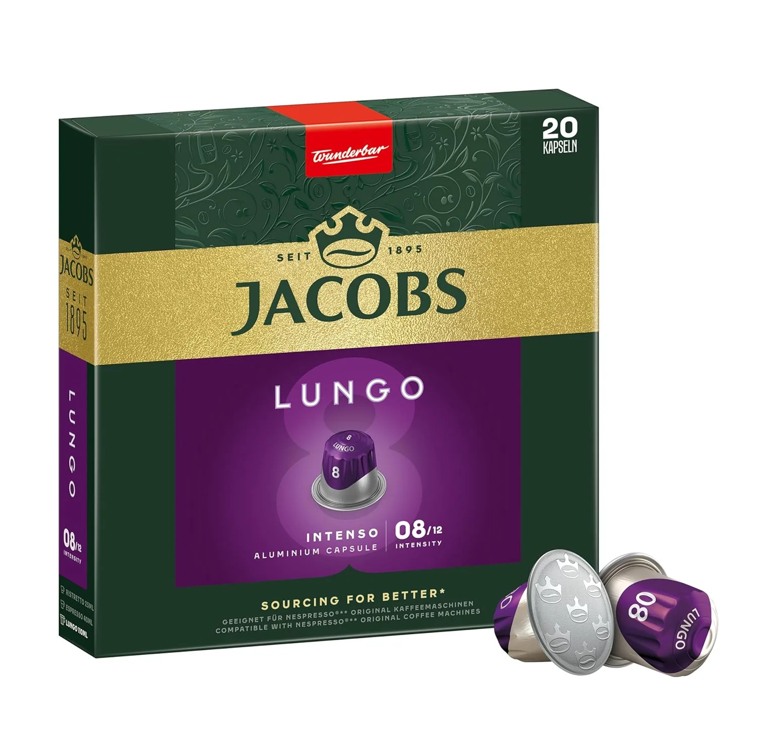 کپسول قهوه lungo intenso جاکوبز بسته 20 عددی