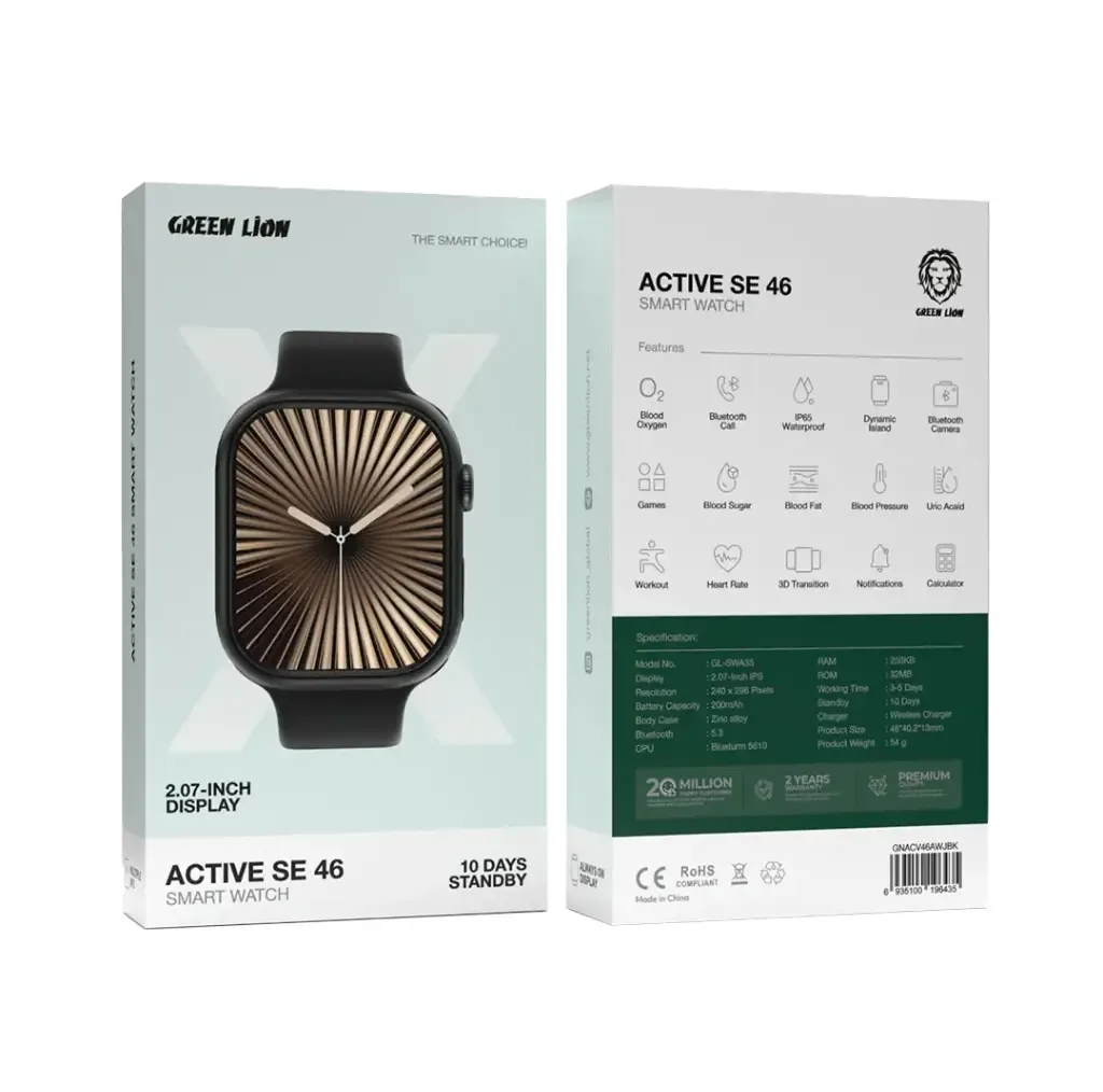 ساعت هوشمند 2.07 اینچی گرین لاین مدل ACTIVE SE 46 با بند سیلیکونی
