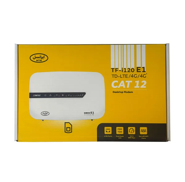 مودم TF-i120 E1 مدل LTE به همراه سیم کارت و 500 گیگابایت اینترنت 12 ماهه داده پردازی فن آوا