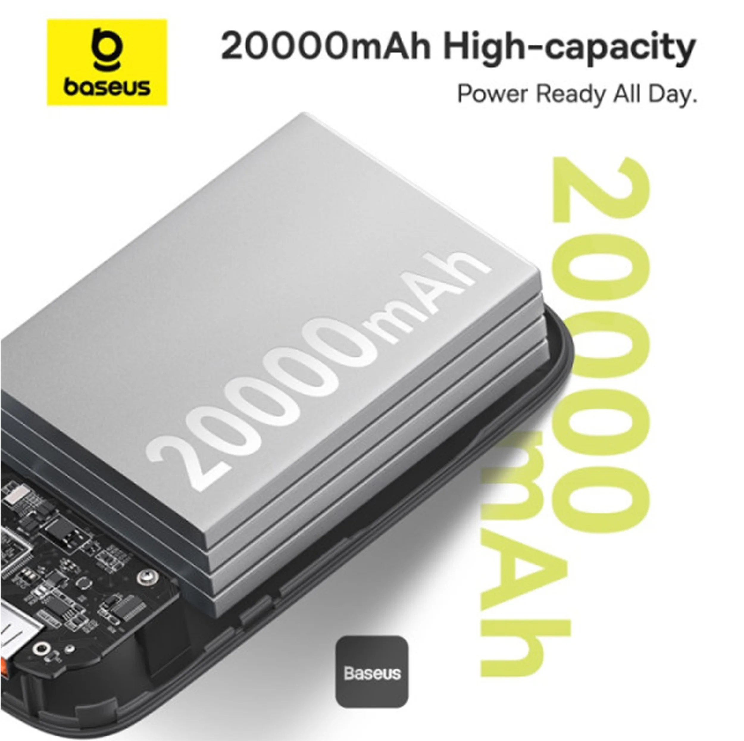 پاوربانک 30 وات بیسوس مدل QPow2 ظرفیت 20000 میلی آمپر ساعت