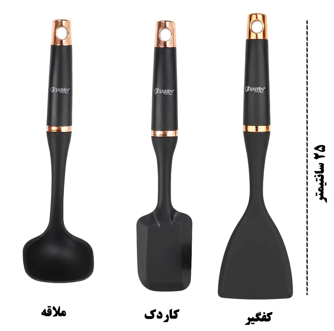 سرویس کفگیر و ملاقه 7 پارچه شاهین مدل STEELA_7SH