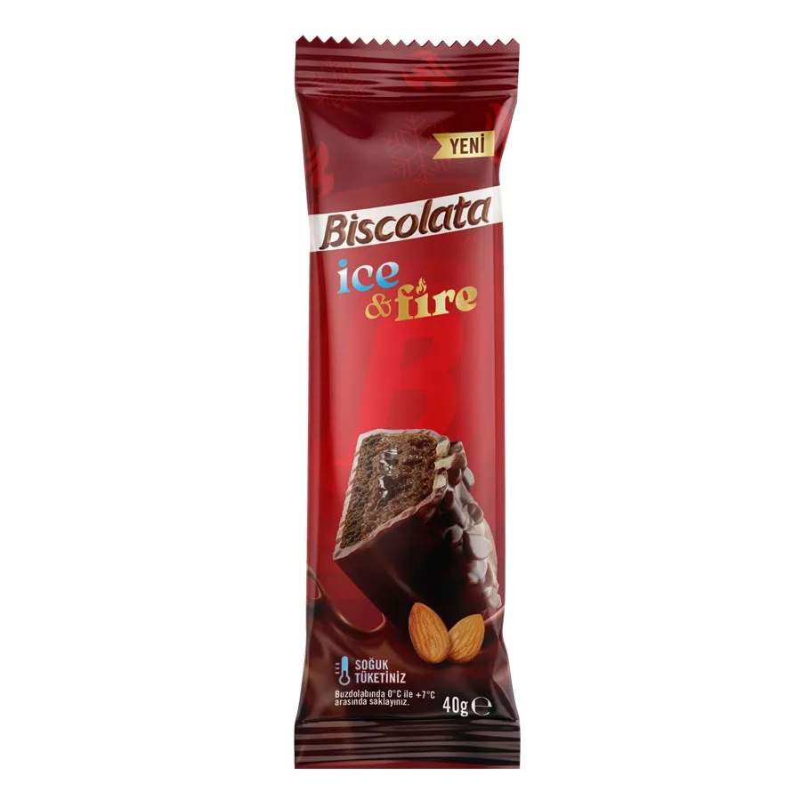 کیک روکش دار و مغزدار آیس اند فایر بیسکولاتا - 40 گرم بسته 3 عددی
