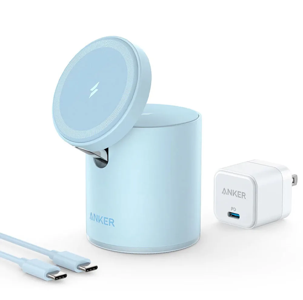 شارژر بی‌سیم 7.5 وات انکر مدل B2568 به همراه شارژر دیواری 20 وات انکر و کابل USB-C به USB-C