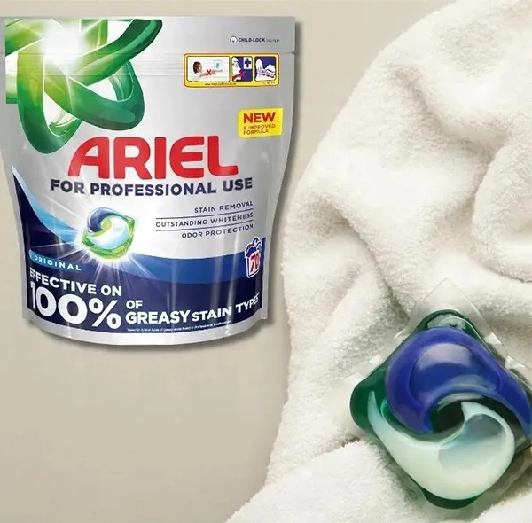 قرص ماشین لباسشویی آریل با رایحه کوهستانی مناسب برای لباس های رنگی وزن 935 گرم بسته 50 عددی