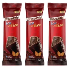 کیک روکش دار و مغزدار آیس اند فایر بیسکولاتا – 40 گرم بسته 3 عددی