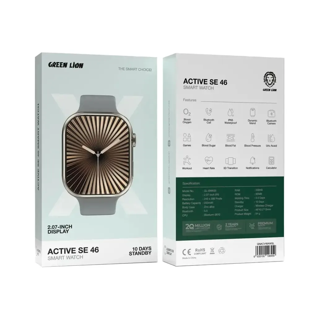 ساعت هوشمند 2.07 اینچی گرین لاین مدل ACTIVE SE 46 با بند سیلیکونی