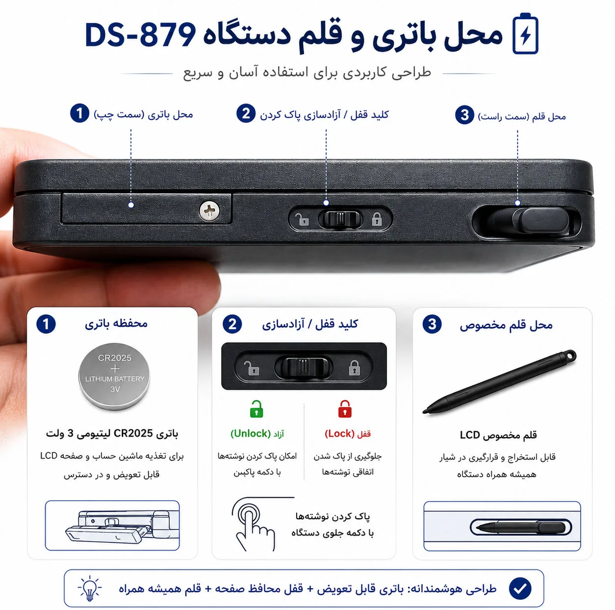ماشین حساب مدل Writing Pad کد DS-879