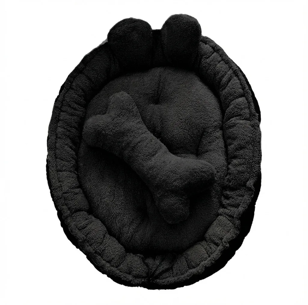 جای خواب سگ و گربه مدل Teddy طرح استخوان به همراه بالش