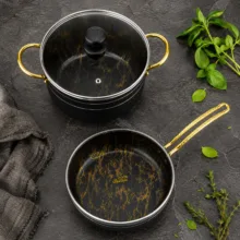 سرویس قابلمه و تابه گرانیتی 3 پارچه ظرف سازان اسدیان مدل ماربل