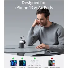 شارژر بی‌سیم 7.5 وات انکر مدل B2568 به همراه شارژر دیواری 20 وات انکر و کابل USB-C به USB-C