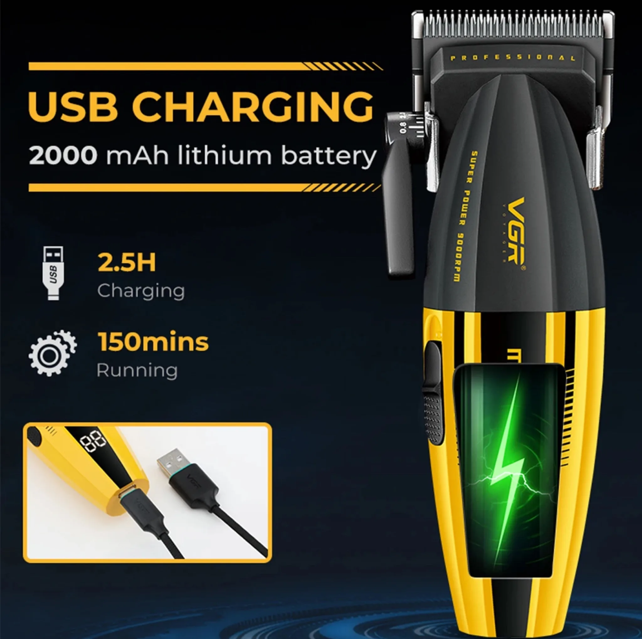 ماشین اصلاح موی سر و صورت شارژی وی جی ار مدل V-285