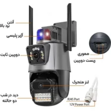 دوربین مداربسته تحت شبکه بیسیم مدل PTZ Dual Lens 360 درجه