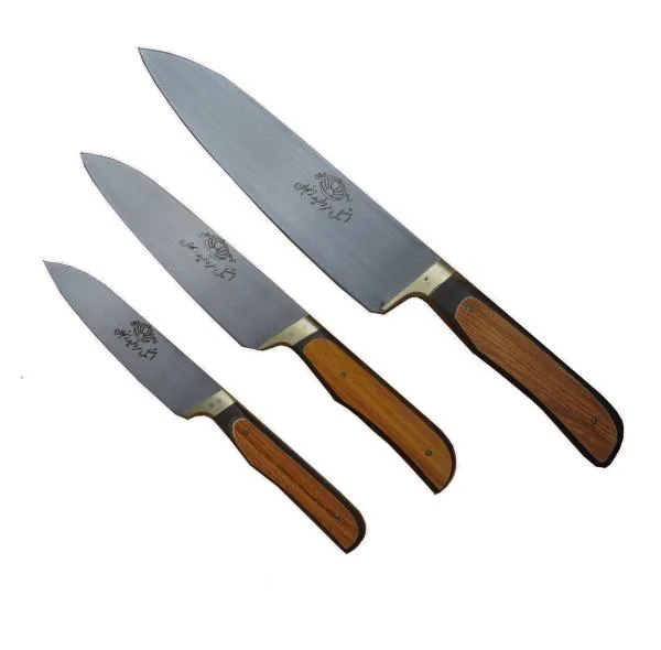 چاقو آشپزخانه مروارید زنجان کد 3496 مجموعه 3 عددی