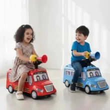 ماشین چهارچرخ کودک مدل اتوبوس پایی دو بوقه