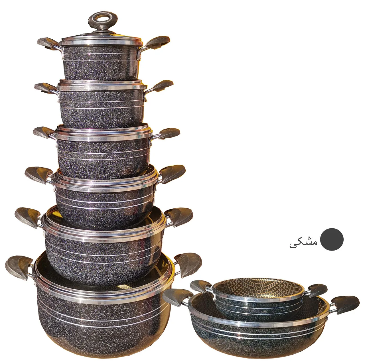 سرویس پخت و پز 14 پارچه هلنا طرح چدن مدل 55410