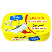 کنسرو ماهی ساردین در روغن گیاهی با فلفل بلودان – 125 گرم