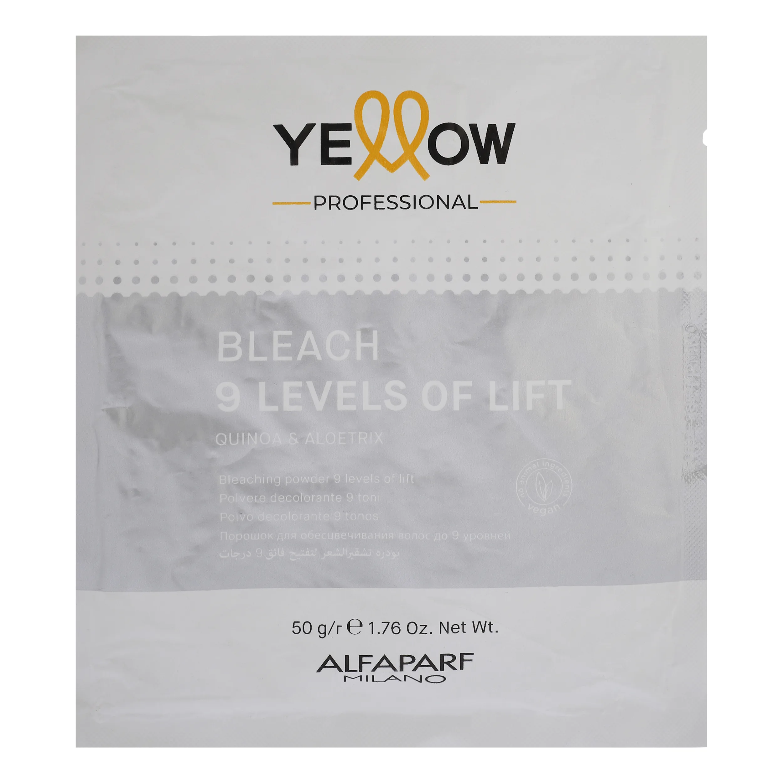 پودر دکلره یلو مدل 9Levels of lift وزن 50 گرم رنگ سفید