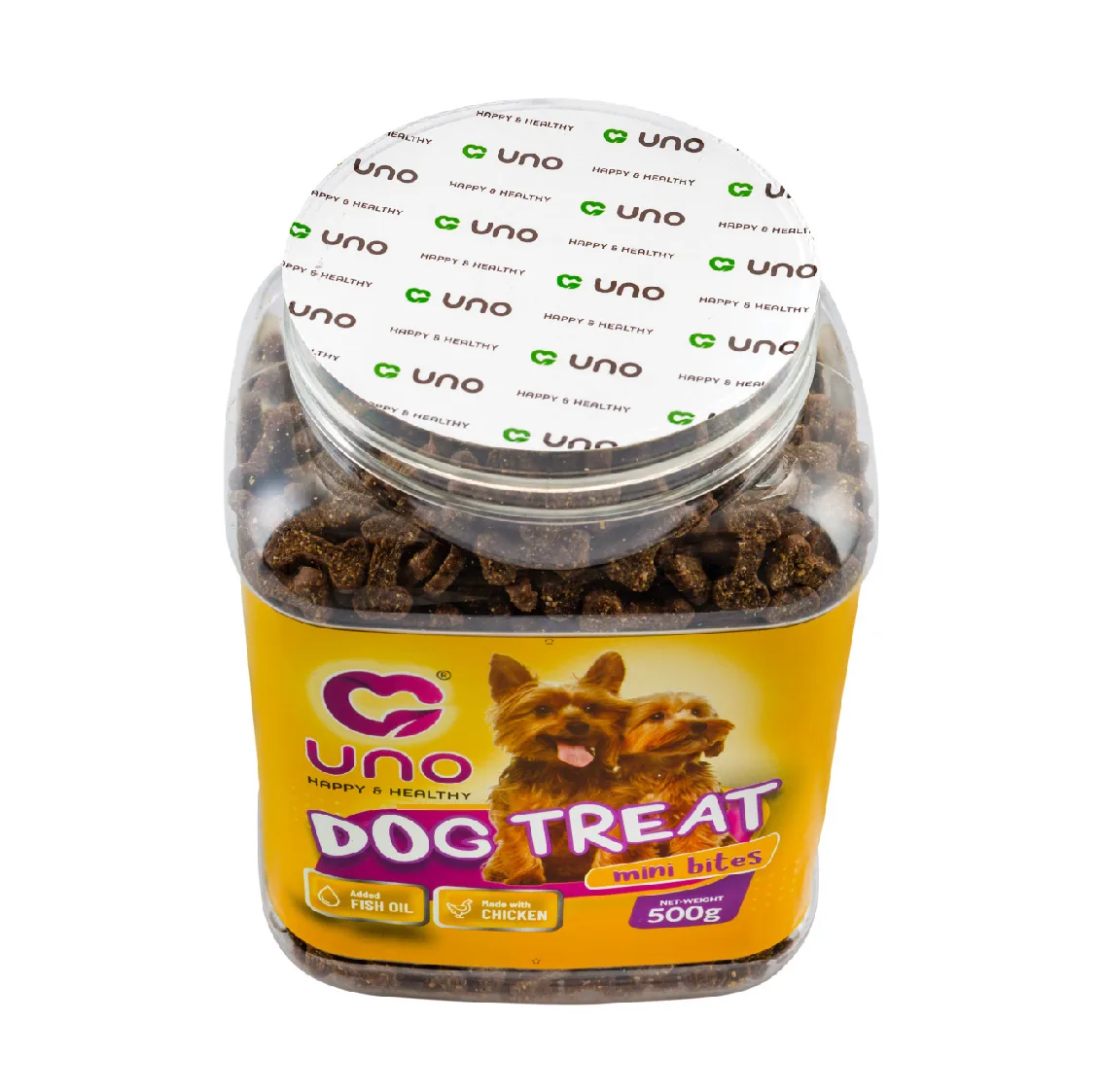 تشویقی خشک سگ اونو Mini Bites وزن 500 گرم، پروتئین 28 درصد، خاکستر 3 درصد