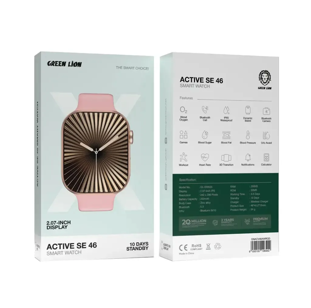 ساعت هوشمند 2.07 اینچی گرین لاین مدل ACTIVE SE 46 با بند سیلیکونی