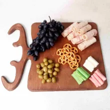 تخته گوشت مدل چوبی طرح شاخ گوزنی مربع مجموعه 3 عددی