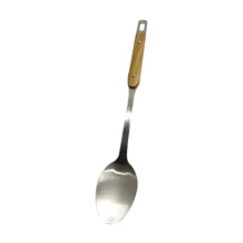 کفگیر مدل استیل دسته چوبی کد 1silver