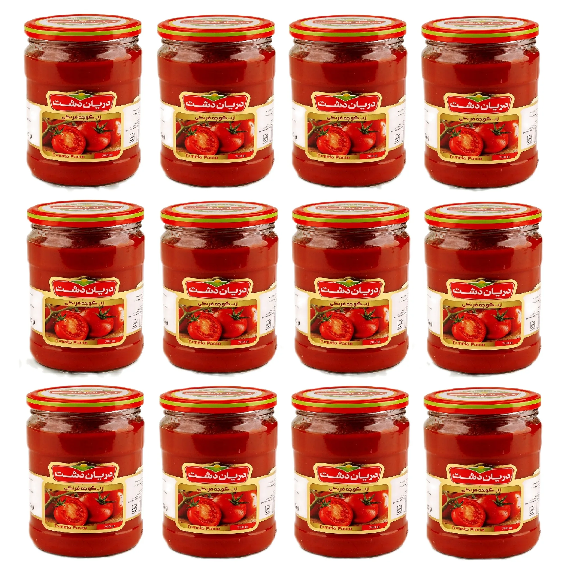 رب گوجه فرنگی دریان دشت - 700 گرم بسته 12 عددی