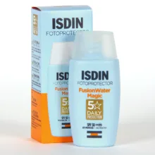 فلوئید ضدآفتاب بدون رنگ ایزدین SPF50 مدل Fusion Water Magic ‌مناسب انواع پوست، حجم 50 میلی‌لیتر