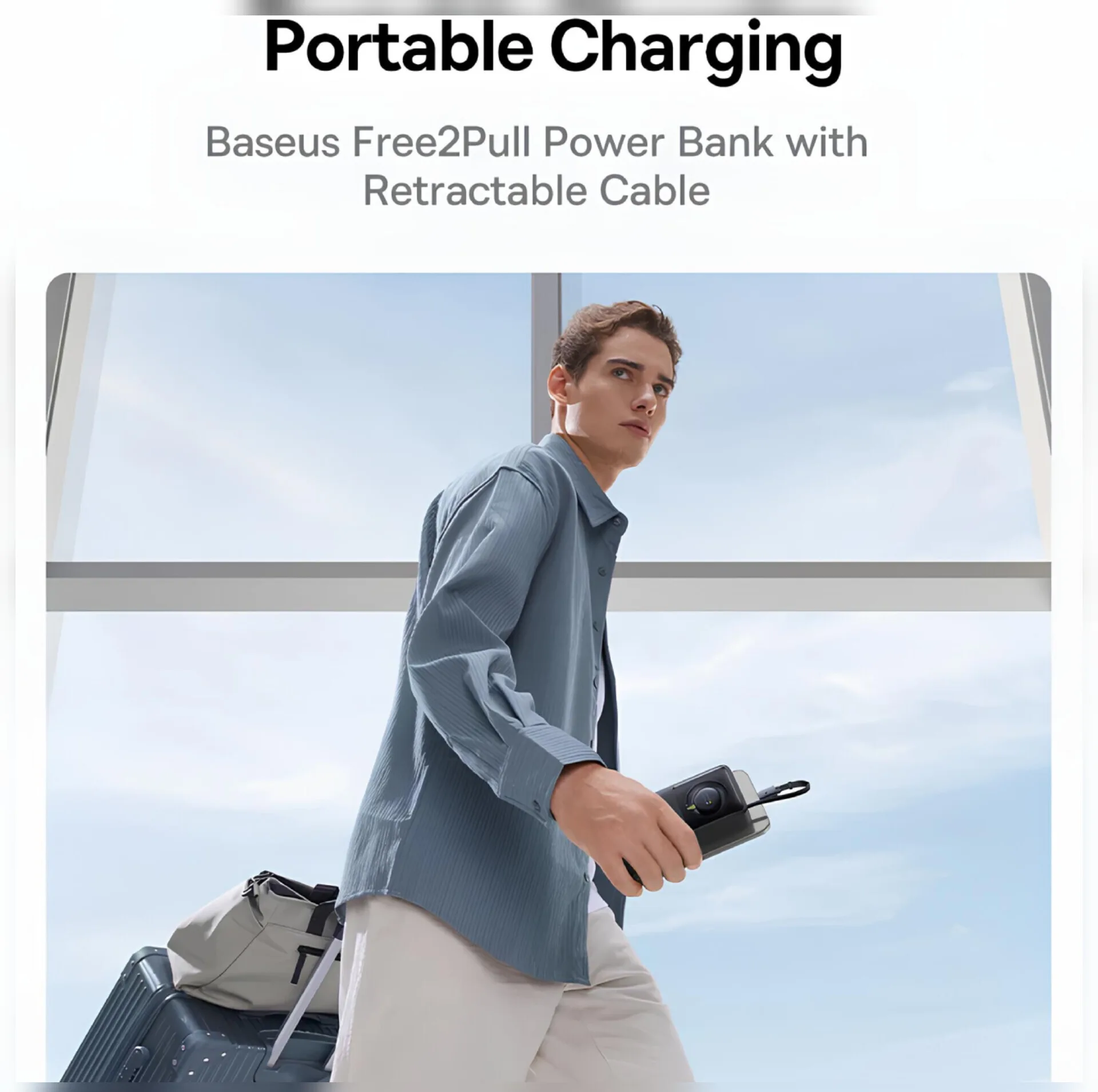 پاوربانک بیسوس مدل Free2Pull 65W ظرفیت 20000 میلی آمپر ساعت به همراه کابل USB-C