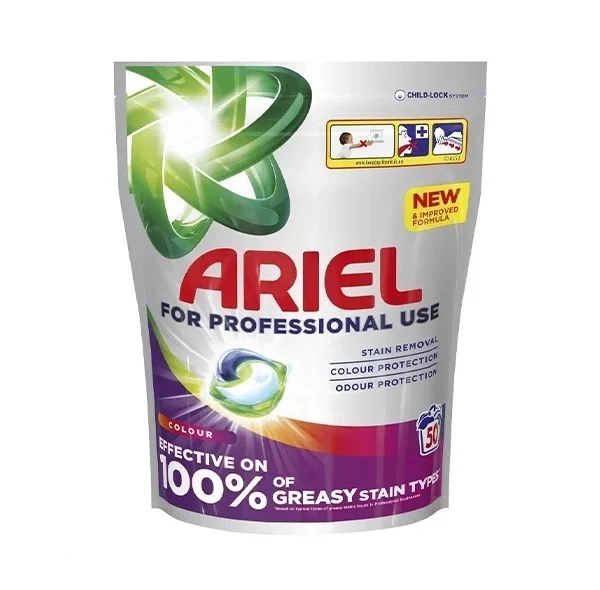 قرص ماشین لباسشویی آریل با رایحه کوهستانی مناسب برای لباس های رنگی وزن 935 گرم بسته 50 عددی
