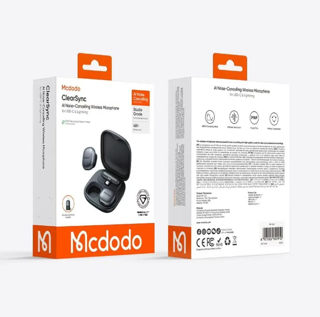 میکروفن یقه ای مک دودو مدل MP-5450 با درگاه اتصال تایپ سی و لایتنینگ