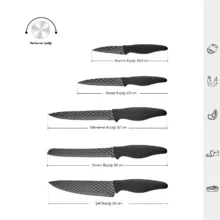 سرویس چاقو آشپزخانه 5 پارچه کاراجا مدل Theia Black