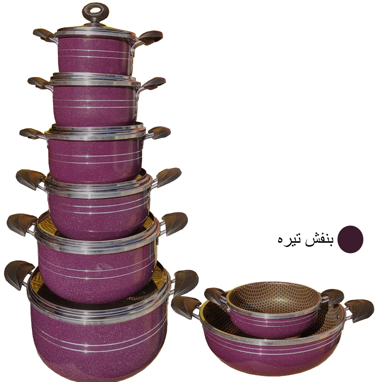 سرویس پخت و پز 14 پارچه هلنا طرح چدن مدل 55410