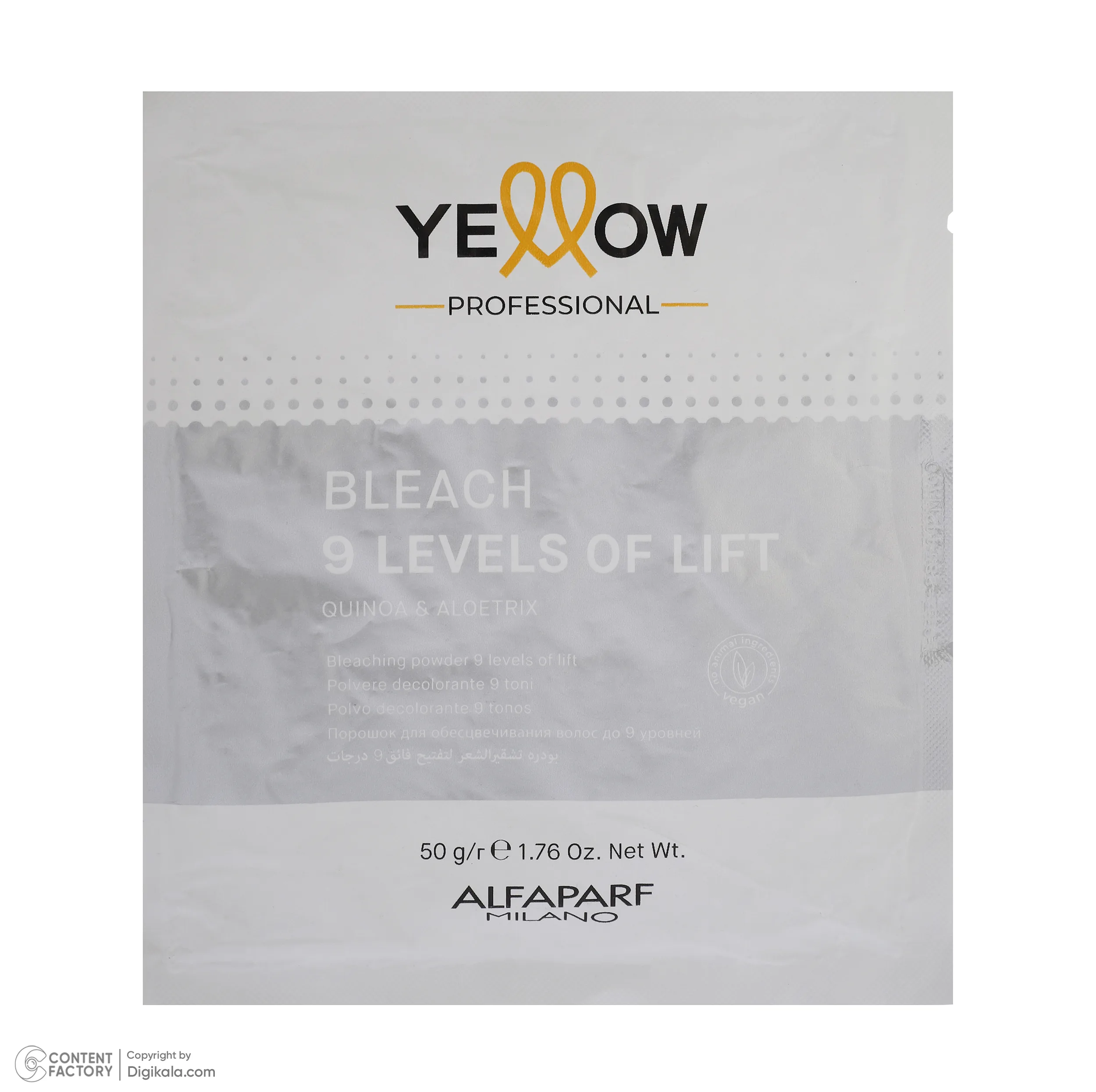 پودر دکلره یلو مدل 9Levels of lift وزن 50 گرم رنگ سفید
