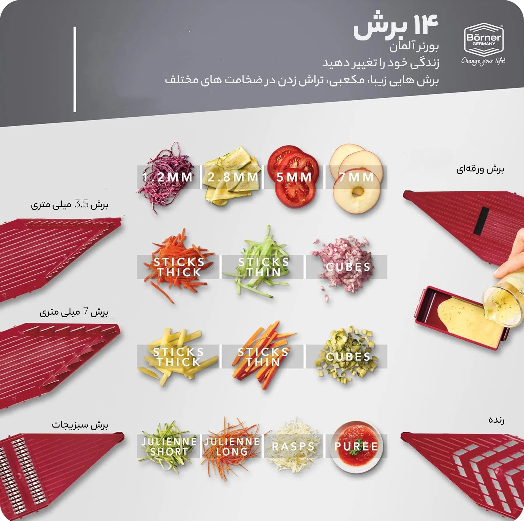 رنده برنر مدل vital mandolin کد V6