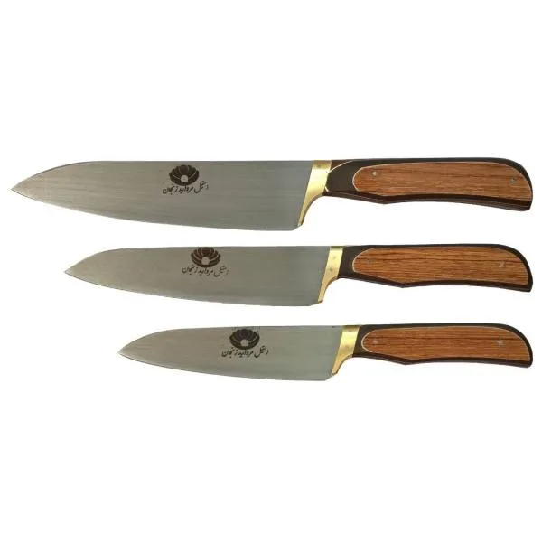 چاقو آشپزخانه مروارید زنجان کد 3496 مجموعه 3 عددی