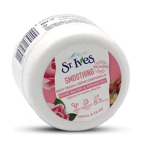 کرم مرطوب کننده سینت ایوز رایحه گلاب و روغن آرگان 200 میل | ST.ives smoothing body cream