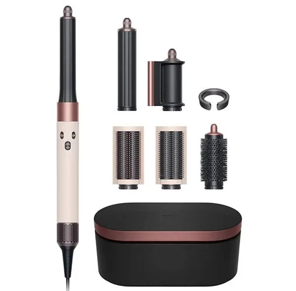 سشوار برسدار حالتدهنده 1300 وات دایسون مدل Airwrap id HS08 Straight+Wavy، موتور BLDC، وزن 630 گرم، دارای سری شانهدار، سری برسدار گرد پهن، کیف نگهدارنده، خشککن ملایم، متمرکزکننده باریک، متمرکزکننده پهن با ویژگی فرکنندگی، صافکنندگی، حجمدهندگی