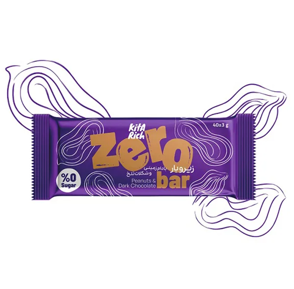 زیروبار بدون شکر بادام زمینی و شکلات تلخ کیتاریچ - 40 گرم بسته 12 عددی