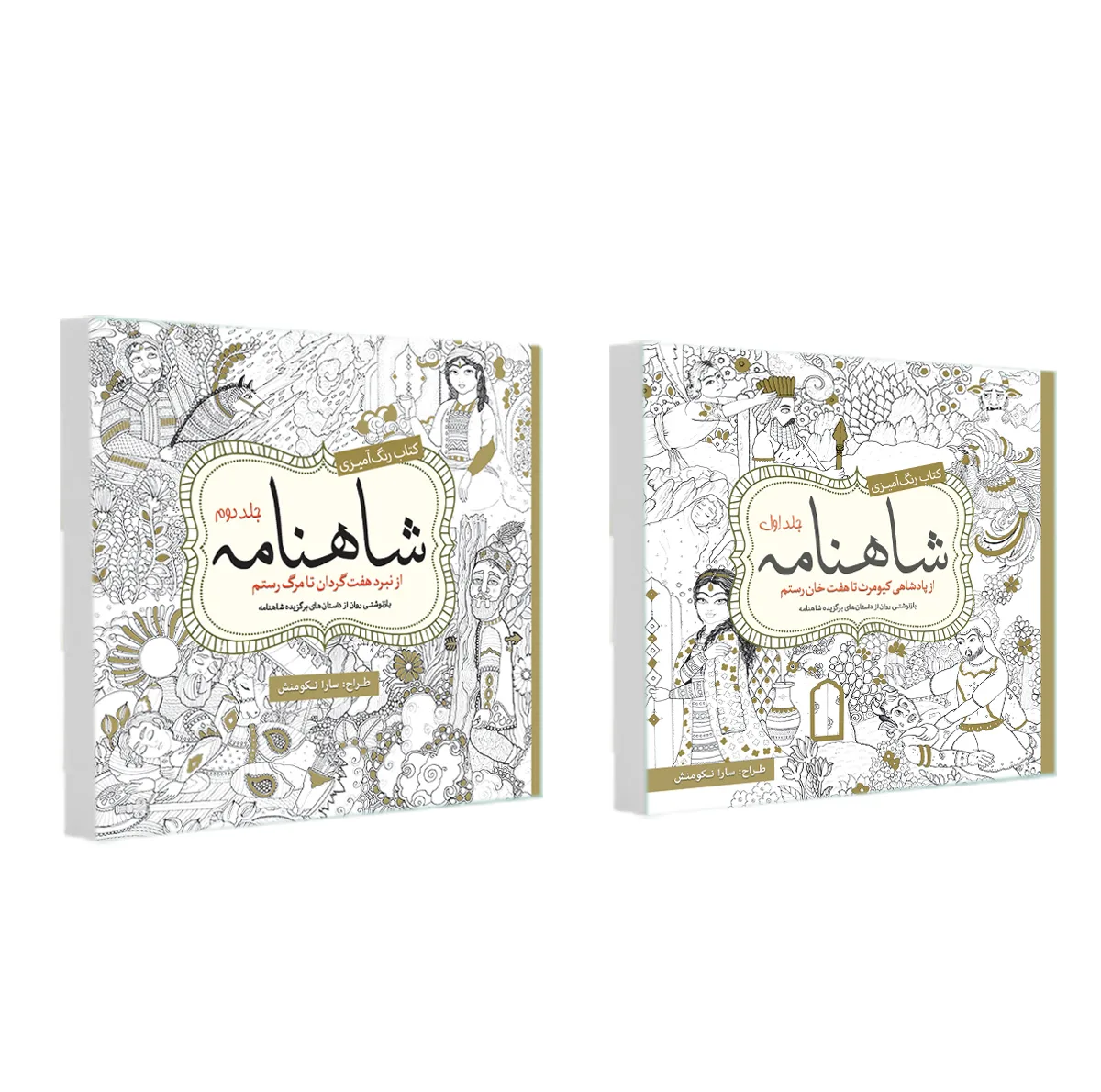 کتاب رنگ آمیزی شاهنامه اثر سارا نکومنش انتشارات سبزان 2 جلدی