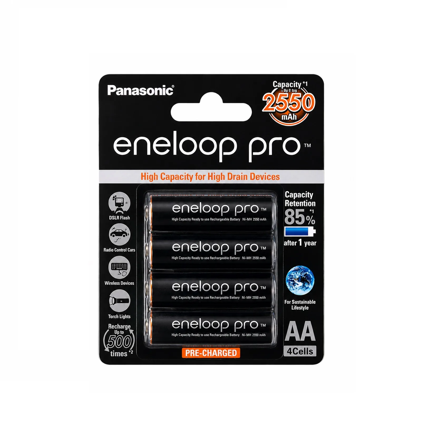 باتری قلمی پاناسونیک مدل eneloop pro AA 2550mAh بسته 4 عددی