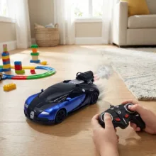 ماشین بازی کنترلی ناب سل مدل بوگاتی شارژی تبدیل شونده دودزا چراغدار Bugatti rechargeable remote control game machine with smoke and lights