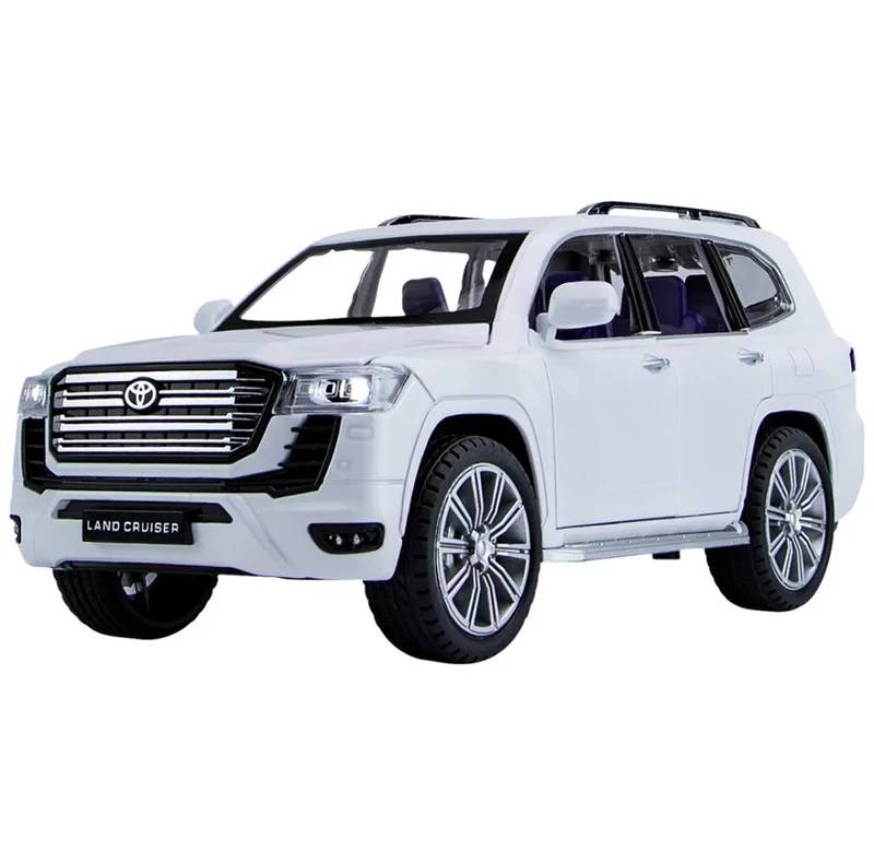 ماکت ماشین فلزی شاسی‌بلند تویوتا لندکروز ناب سل مدل land Cruiser VX با مقیاس 1:24، چراغ LED جلو و عقب، صدای موتور شبیه‌سازی شده، مکانیزم عقب‌کش، درب‌های بازشونده از بغل و بالا، رینگ و تایر لاستیکی