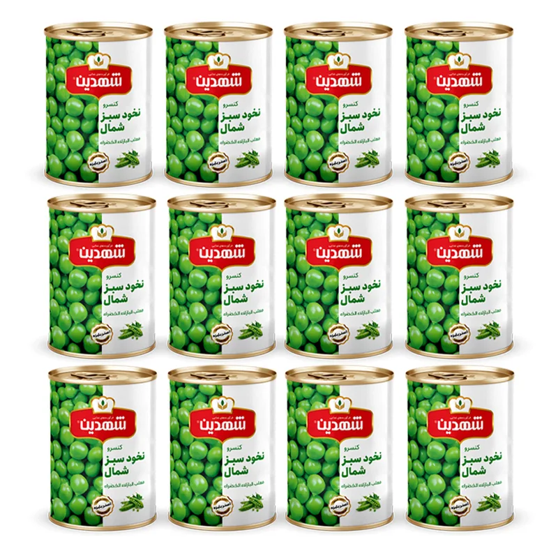کنسرو نخود سبز شهدین - 370 گرم بسته 12 عددی