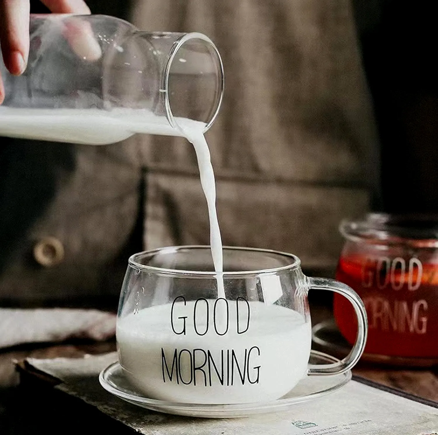لیوان مدل GOOD MORNING به همراه زیر لیوانی