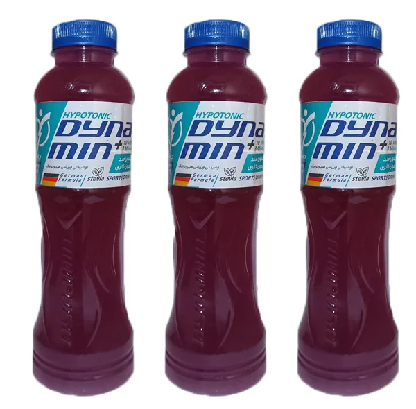 نوشیدنی ورزشی هیپوتونیک با طعم بلوبری و تمشک داینامین - 500 میلی لیتر بسته 3 عددی
